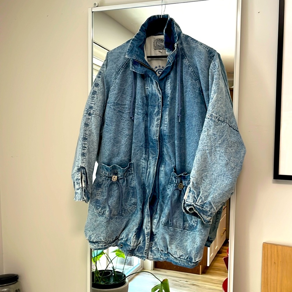 Vintage Current Seen Acid Wash Quilted jacket / shacket. Oversized Large